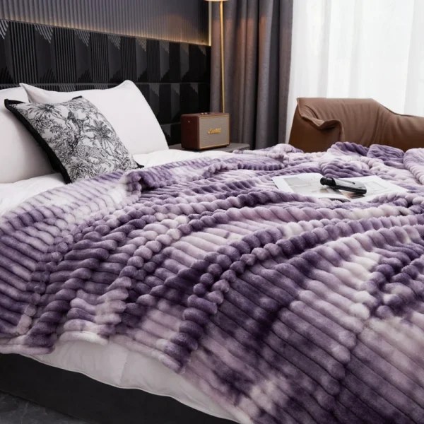 Coperta viola per tintura invernale per cravatta manta calda Singolo/Queen/King Plaid di alta qualità da 300 g/m2 per divano Coperta Thow 5