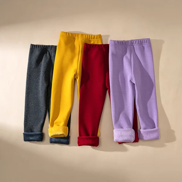 Pantaloni lunghi da ragazza invernali Foderati in pile ispessito Aderenti elastici e aderenti Color caramello Mantieni la tua principessa Accogliente 2