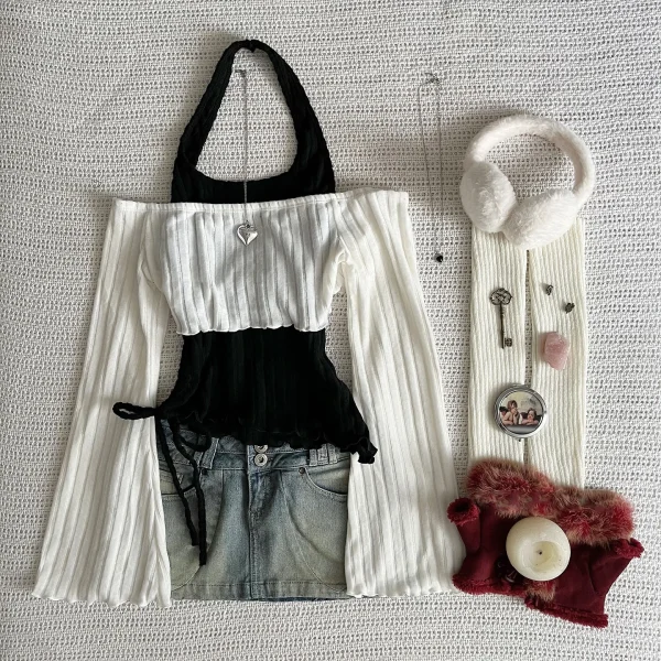 Estetica Gotica Stampa floreale Baggy T-shirt Emo Vestiti Y2k gotico Grunge Grafica Manica lunga Tees Top Donna Autunno E-Girls 2