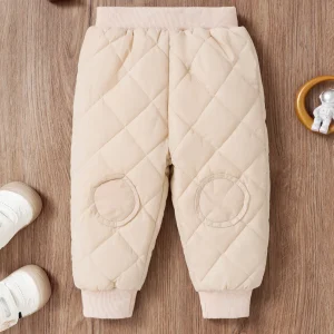 Autunno e inverno pantaloni da bambino maschili di colore chiaro elastico in vita stile a quadri con diamanti bello tutto più pantaloni spessi in pile 1