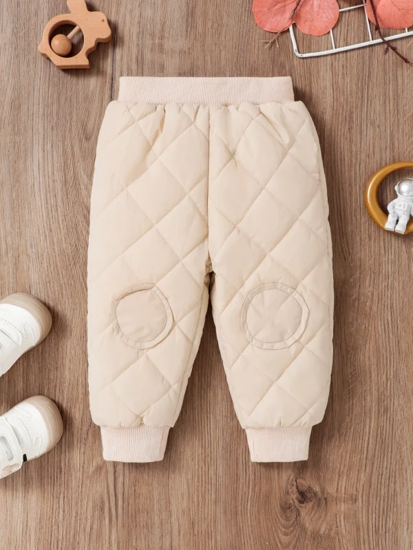 Autunno e inverno pantaloni da bambino maschili di colore chiaro elastico in vita stile a quadri con diamanti bello tutto più pantaloni spessi in pile 1