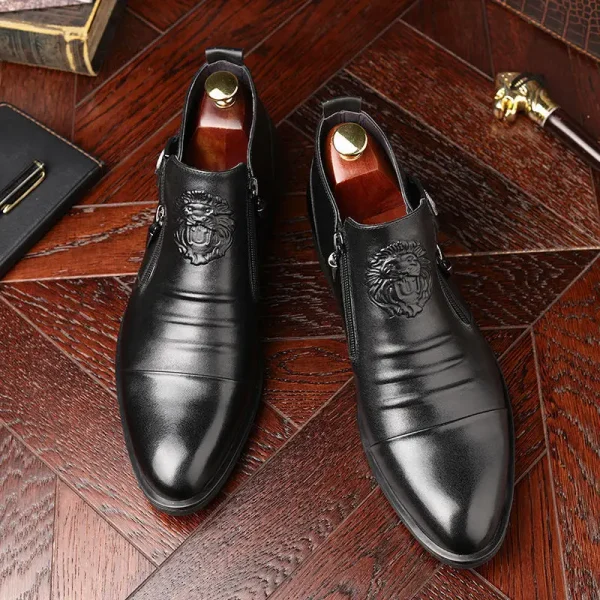 Stivaletti da uomo autunnali di alta qualità Plus Size 48 Stivali eleganti da uomo Scarpe a punta in pelle casual da lavoroStivali Chelsea da uomo 4