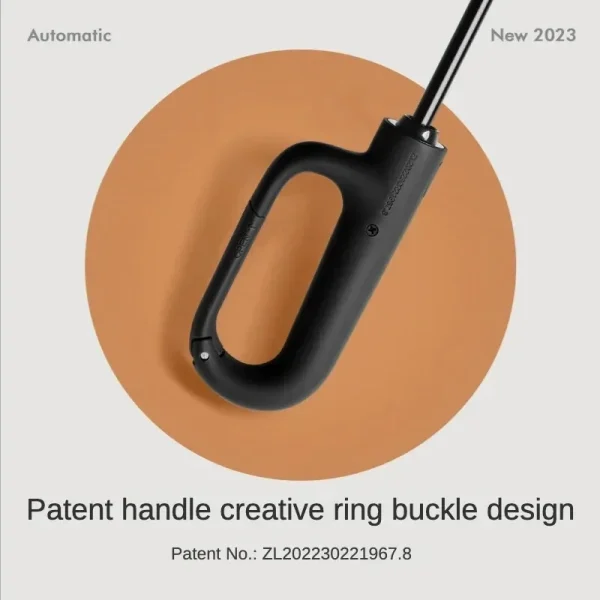 Ombrello con fibbia ad anello completamente automatico rinforzato extra large, resistente al vento, resistente alla pioggia, a doppio scopo, resistente ai raggi UV 4