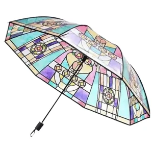 Ombrello automatico in vetro colorato con apertura automatica, protezione UV, protezione solare per adulti, campeggio, vacanze all'aperto, viaggi 1