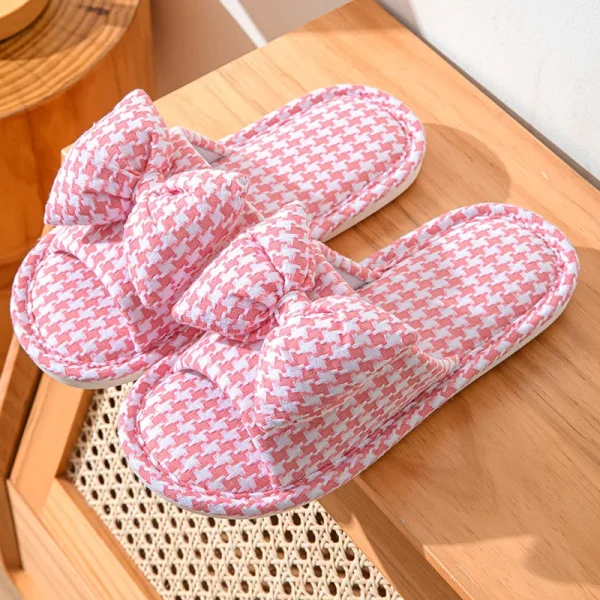 Pantofole Casual donna casa Bowknot scarpe firmate appartamenti da donna tendenza moda Indoor elegante piattaforma calzature casa Open Toe 4