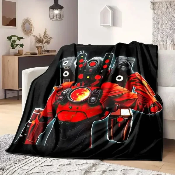 Skibidi Toilet Divertente Coperta di Flanella Coperta Calda di Flanella Adulti 3D Stampato Coperta Uomo Grotta Divano Decorazione di Campeggio Regalo Di Natale 3