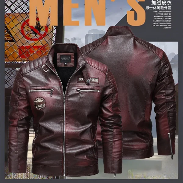 Giacche in pelle casual da uomo nuove di qualità 7XL Autunno Inverno Uomo Colletto alla coreana Giacche in pelle da moto Cappotto in pelle vintage 4