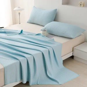 Trapunta estiva in seta di ghiaccio scozzese waffle Doppio lato Piumino in seta per aria condizionata con sensazione di freschezza Coperta rinfrescante traspirante delicata sulla pelle 1