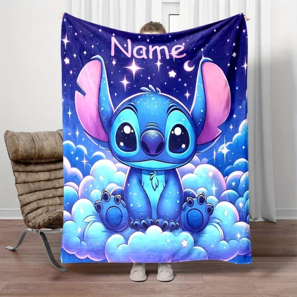Nome personalizzato Coperta personalizzata Disney Stitch Princess Cars Stampa Coperta Compleanno Regalo di Natale Divano letto Coperta da campeggio 1
