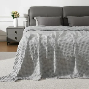 Coperta in cotone waffle: coperta estiva leggera e traspirante per pigiami caldi, lettini di lusso per letto, divano e divano 1