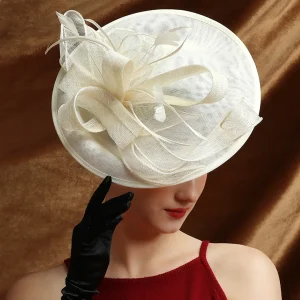 Vendita calda Grande Sinamay Fascinator Cappello Fantasia Multicolor Kentucky Derby Cappello Tea Party Fiore Copricapo Cappello a cilindro femminile Cappello da chiesa 1