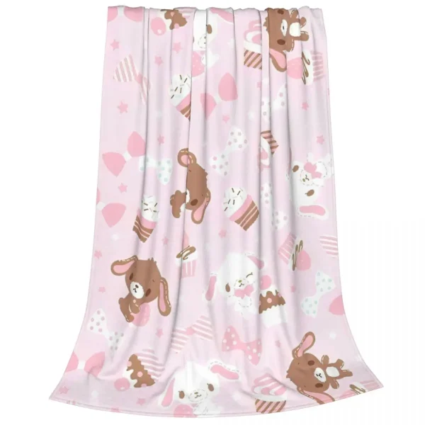 Coperta da tiro in flanella di cartone animato Sugarbunnies per divano, trapunta sottile in peluche super calda 4