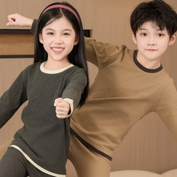 Mutande lunghe in velluto caldo autunno inverno per bambini Ragazzi Ragazze Mutande lunghe termiche casual per bambini Top sportivi scolastici 2