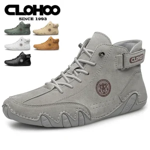 CLOHOO Sneakers stringate in pelle PU da uomo Scarpe da passeggio casual nere Scarpe marroni leggere, comode e traspiranti per uomo 1