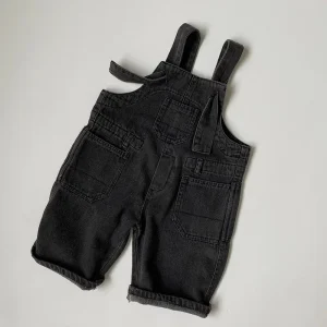 Salopette casual per bambini in stile coreano Neonati maschi Pantaloni in denim Tinta unita Tasca in denim Bretelle larghe Salopette autunno primavera 1