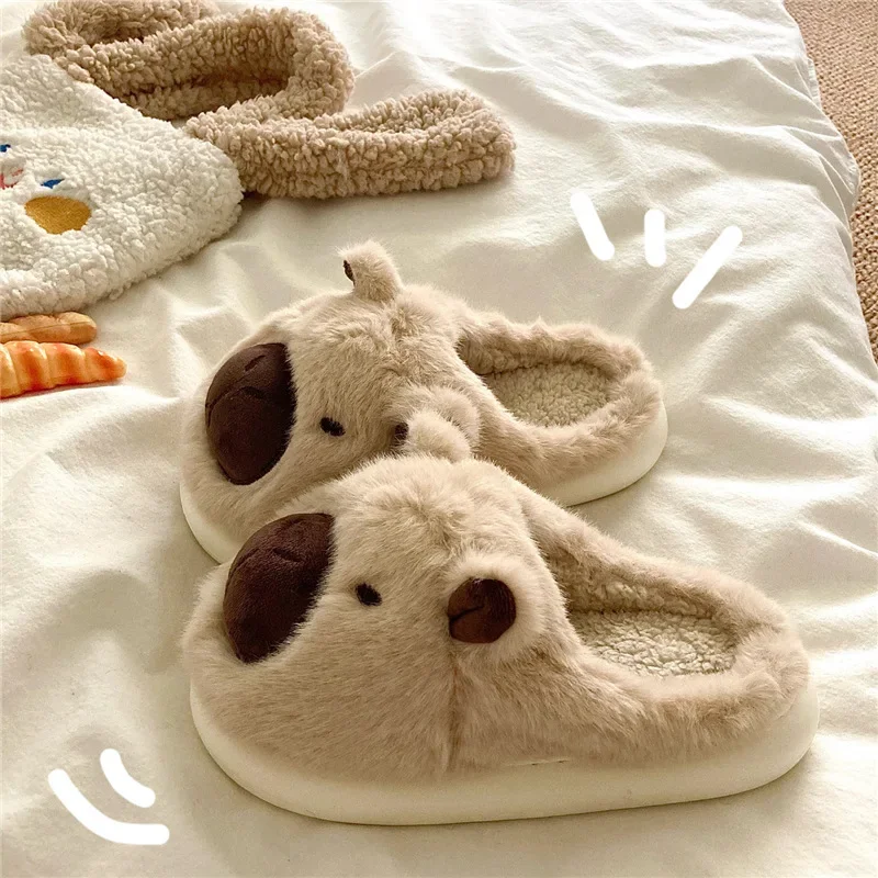 Pantofole Capybara Donna Inverno Una parola Cotone Cartoon Anime Cute Student Camera da letto Pantofole calde in pelle scamosciata Scarpe basse antiscivolo 1