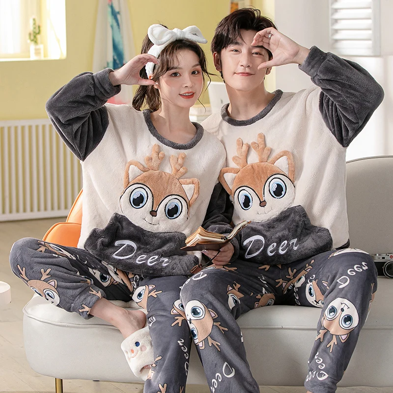 Pigiama invernale Set per donna Indumenti da notte da uomo Cartoon Koala Panda Pigiama Abito da casa Mujer Indumenti da notte Maschile Homewear Coppie Pigiama 4