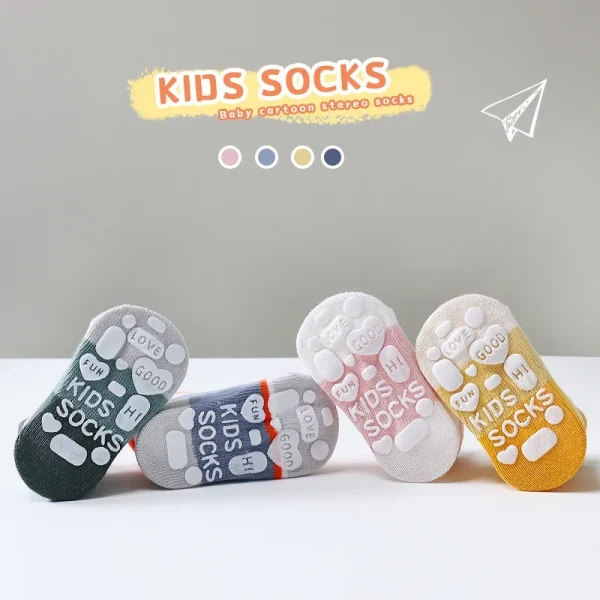 5 paia di calzini antiscivolo per bambini in cotone per bambini, ragazzi, bambine, calzini estivi per bambini, inverno, primavera, 0-8 anni 3