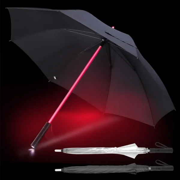Ombrelli illuminati a LED con maniglia per torcia, trasparente, nero, grigio, rosso 1