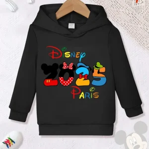 Felpe con cappuccio eleganti e comode stampate Disney 2025 per ragazzi e ragazze adatte per attività indoor e outdoor Moda per bambini 1