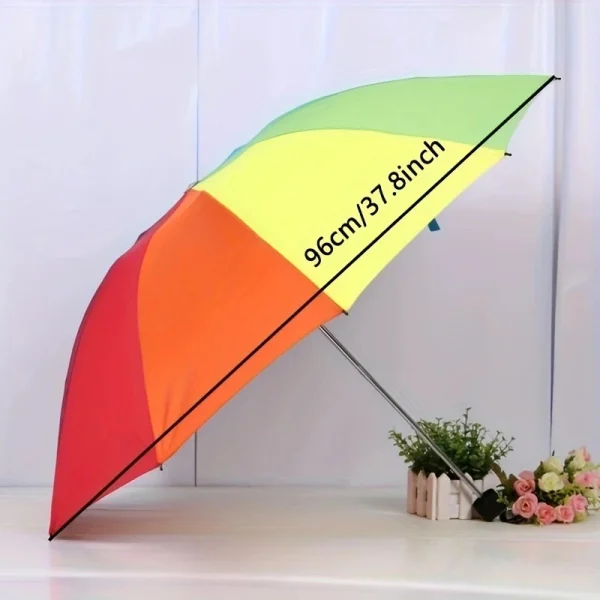 1pc - Rainbow Wonder-ombrello portatile a tre pieghe con manico corto, Design pieghevole per uno stile e una protezione senza sforzo 4