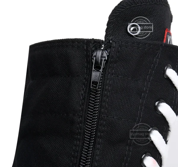Stivali Scarpe da ginnastica da donna Scarpe alte casual in tela Stivale lungo Cerniera con lacci Comode scarpe da ginnastica piatte Tenis Feminino 4