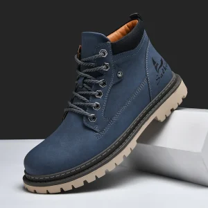 Stivali da uomo fatti a mano Scarpe invernali in pelle alla caviglia Autunno Stivali da trekking all'aperto Sneakers Hombres Botas Calzature alte antiscivolo 1