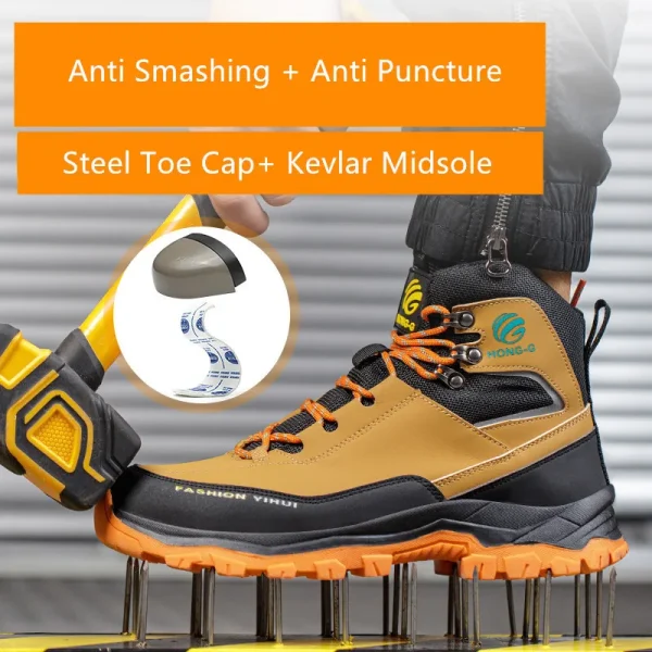 scarpe antinfortunistiche uomo sneakers antinfortunistiche da lavoro impermeabili stivali alti antiforatura Scarpe da lavoro scarpe da lavoro con punta in acciaio con protezione 2