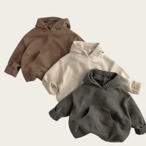 1-6 anni vintage casual autunno inverno outfit alla moda più colori neonato maglione lavorato a maglia con cappuccio in cotone per bambini 1
