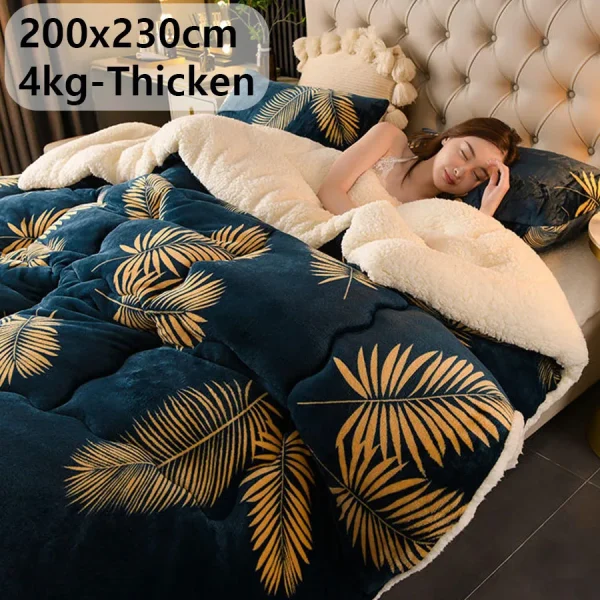 Nuova coperta calda invernale super spessa per letto Coperte ponderate in cashmere di agnello artificiale Trapunta morbida e confortevole 2