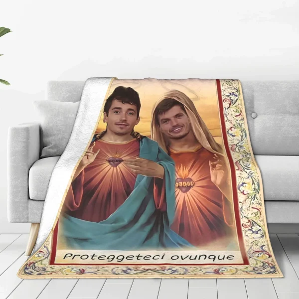 Max Verstappen Charles Leclerc Coperte Morbide e Calde Novità Biancheria da Letto in Peluche per Studenti Decorazioni per la Casa Copriletto in Flanella 2