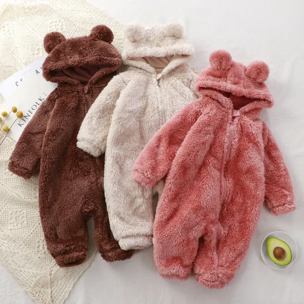 Vestiti invernali per bambini Simpatico cartone animato Orso Pagliaccetti per bambini Pigiama in cotone Infantile Ragazzo Ragazze Costume animale Tuta con cerniera 0-24 mesi 2