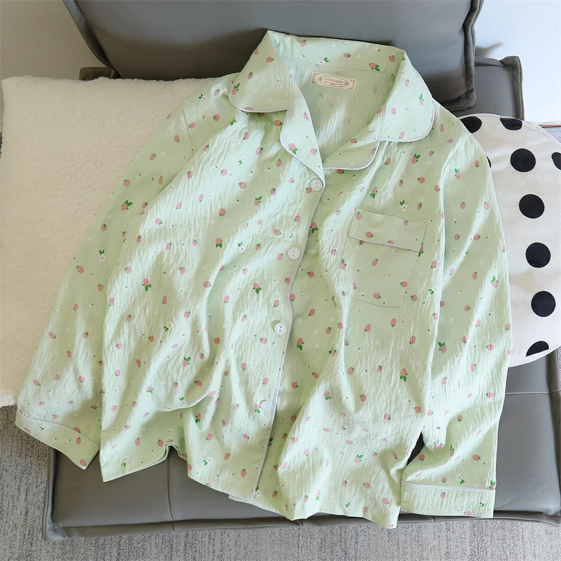 2 pezzi pigiama da donna pigiama da notte set pantaloni a maniche lunghe vestito stampa pesca ventilare morbido e confortevole casa per il tempo libero vestiti per la casa 2