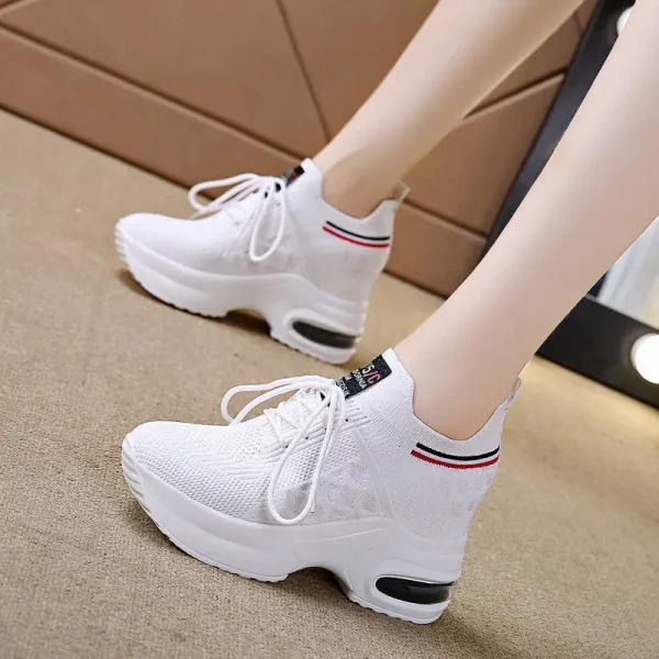 Scarpe da ginnastica stringate retrò in tessuto PU da donna Tacchi da donna Estate Autunno Stilista Scarpe da tennis traspiranti femminili 2