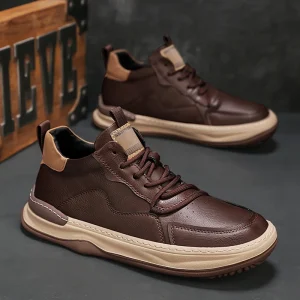 Scarpe Casual in pelle da uomo di nuova marca scarpe da ginnastica maschili comode scarpe basse scarpe stringate moda di fascia alta per uomo Tenis Masculino 1
