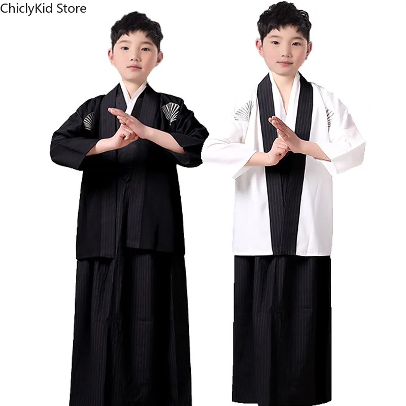 Set di abbigliamento per bambini Kimono tradizionale per ragazzi Costumi giapponesi per bambini Abiti da samurai per bambini 2 colori 5-15 anni 1