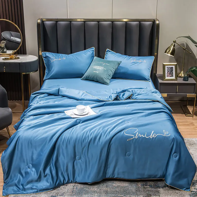 Trapunta estiva fresca Trapunte Queen traspiranti in seta Aria condizionata Coperta fresca Copriletti per federa per letto matrimoniale 2