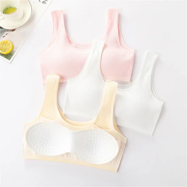 (12-16Y) reggiseno per bambini reggiseno sportivo per giovani morbido reggiseno da allenamento per ragazza intimo reggiseno Anti-sguardo in tinta unita 4