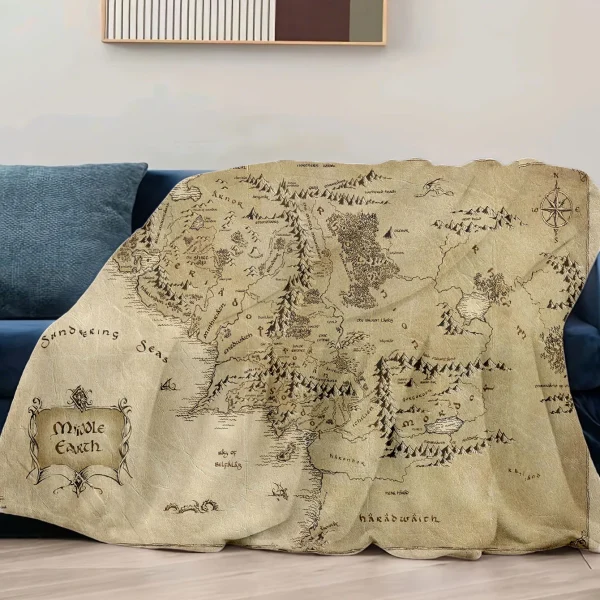 130 cm × 150 cm Mappa della Terra Media l-Lords Of The R-Rings Coperte Fuzzy Film Divertenti Coperte da tiro per la casa Hotel Divano Copriletto - immagine 3