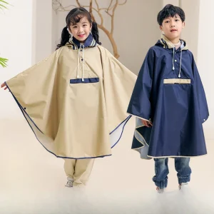 Borse da scuola in stile mantello impermeabile per bambini, versione coreana avanzata, poncho per bambini primari, impermeabile per auto elettriche 1