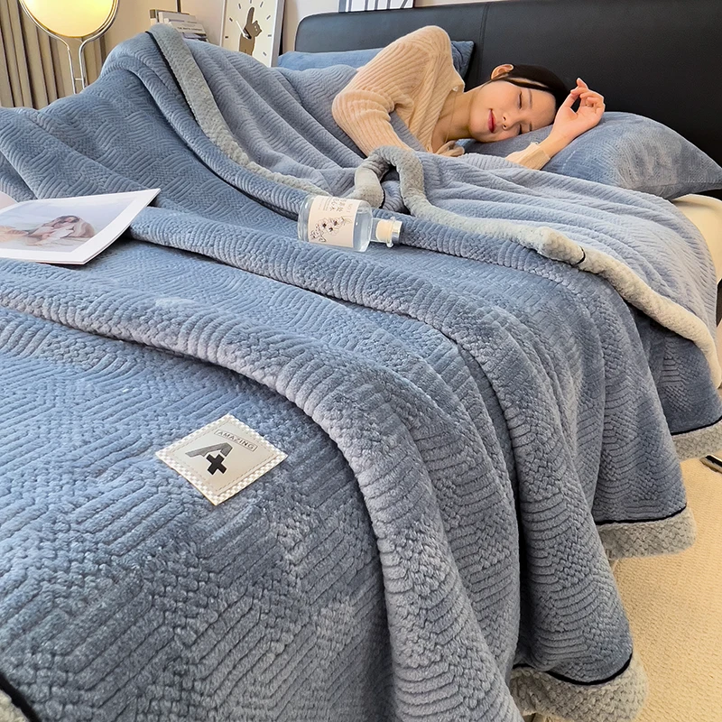 Coperta multifunzionale in velluto lavorato a maglia, copriletto in morbido pile spesso caldo, copriletto blu per l'autunno inverno 150 * 200 cm Drop Shipping 2