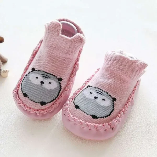 1 paio di calzini per bambini carini alla moda con suole in gomma per bambini primavera autunno inverno calzini da pavimento per bambini scarpe calzino con suola morbida antiscivolo 4