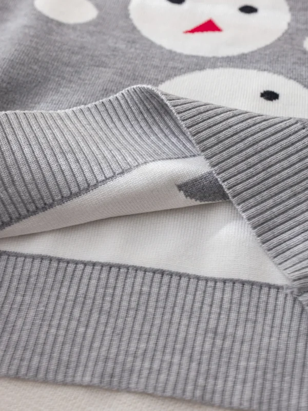 Maglione da ragazzo con cappello da pupazzo di neve in stile carino, pullover lavorato a maglia adatto per il tempo libero quotidiano in primavera, autunno e inverno 5