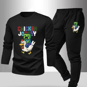 Set da notte da uomo in 2 pezzi per la primavera estate autunno inverno pantaloni a maniche lunghe camicia base con motivo a lettere set da indossare per la casa 1