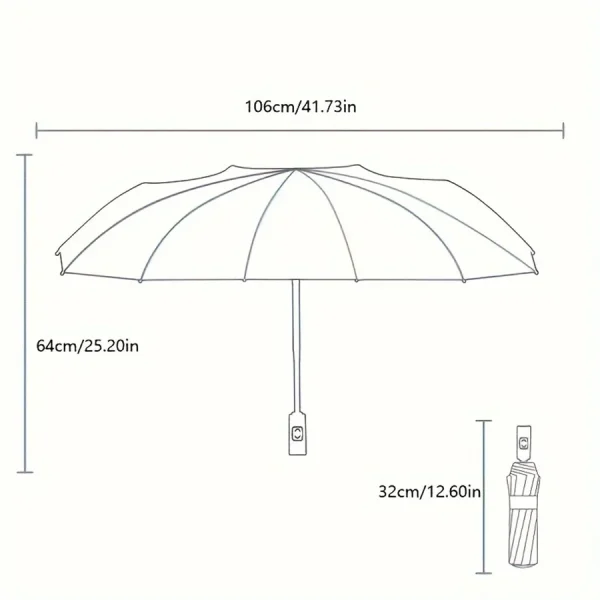 Ombrello completamente automatico con colla nera a 12 ossa con chiglia spessa e durevole Ombrello triplo Ombrello pieghevole resistente ai raggi UV 2