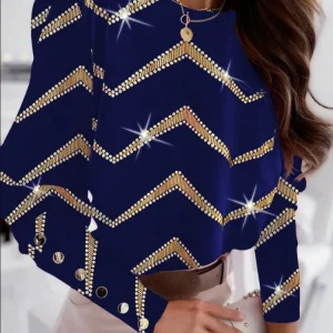 Camicia con bottoni e maniche a lanterna alla moda Camicia da donna elegante per pendolari da ufficio O collo Camicetta femminile autunno primavera Top casual quotidiani 1