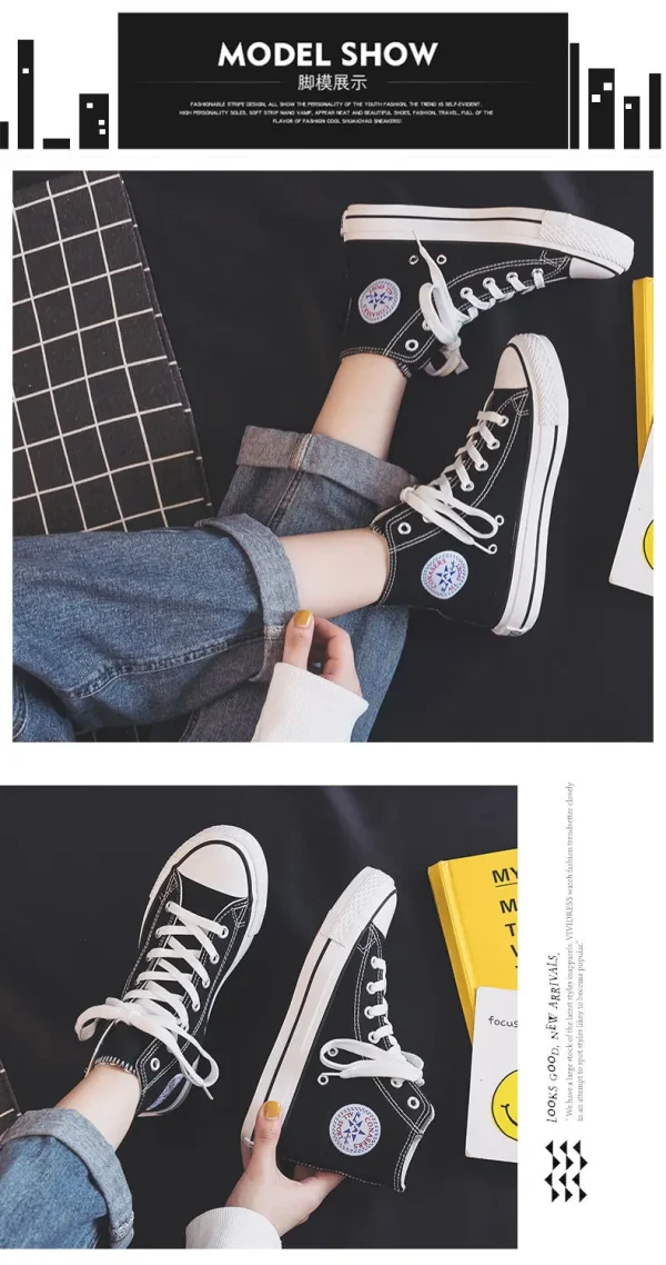 2025 Primavera e autunno nuovo studente stile coppia coreana scarpe da uomo alla moda Harajuku comode scarpe di tela alte 4