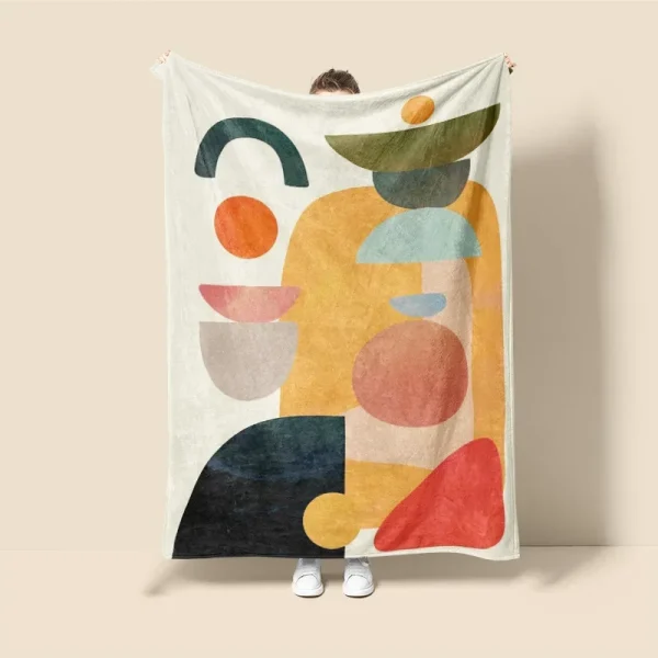 Coperta Morandi in stile scandinavo, design geometrico astratto, polvere antistatica, Netroots con la stessa coperta per divano 2