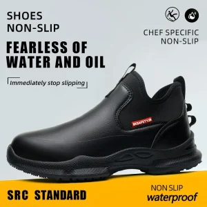 Scarpe in pelle da uomo alla moda Scarpe da chef impermeabili e antiscivolo Scarpe casual da uomo resistenti all'usura Resistenza all'olio Stivale da chef 1