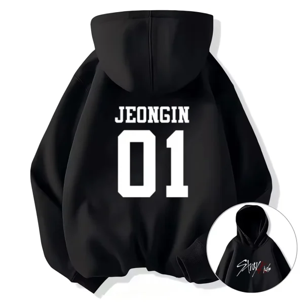 Hot Vintage Grafica Stampa Stray Kids Felpa con cappuccio Donna Uomo Casual Hip Hop Streetwear Manica lunga Pullover in pile Felpe unisex 5